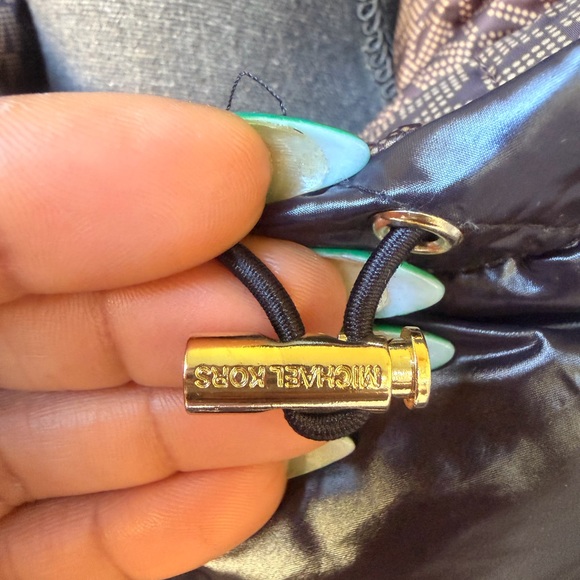 Michael Kors MK Monogram Dark Brown Reversible Puffer Jacket With Gold Hardware - Picture 14 of 16